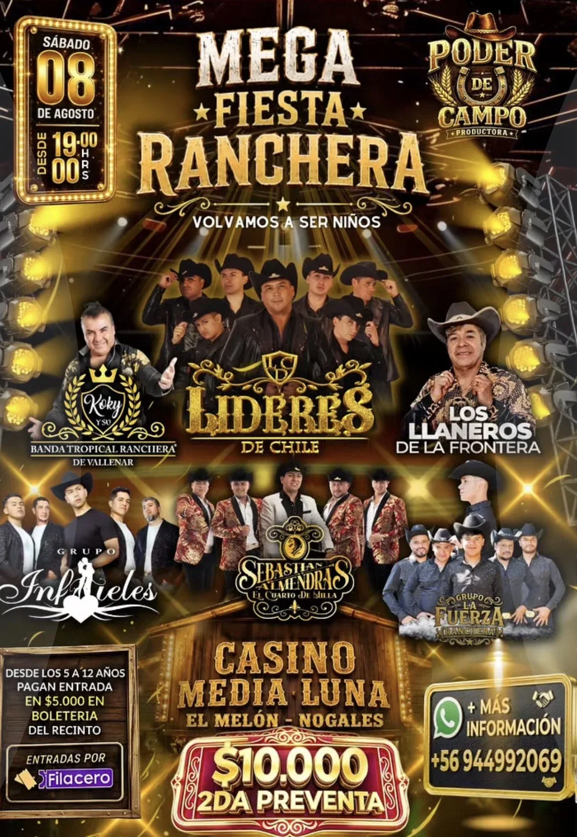 Flyer oficial de Mega Fiesta Ranchera - Volvamos a ser niños