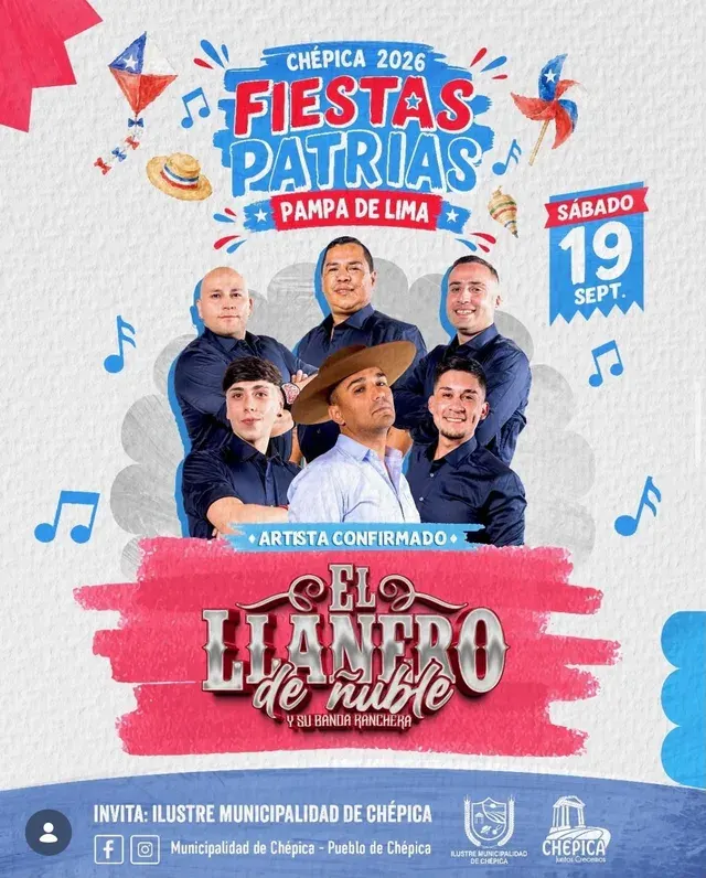 Flyer oficial de Fiestas Patrias Pampa de Lima - Chepica 2026
