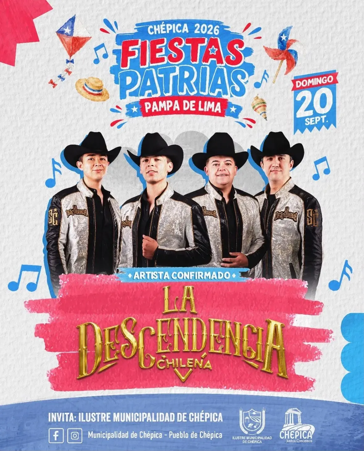 Flyer oficial de Fiestas Patrias Pampa de Lima - Chepica 2026