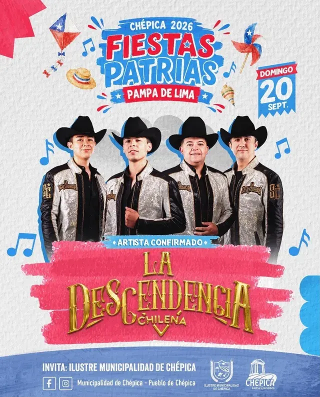 Flyer oficial de Fiestas Patrias Pampa de Lima - Chepica 2026